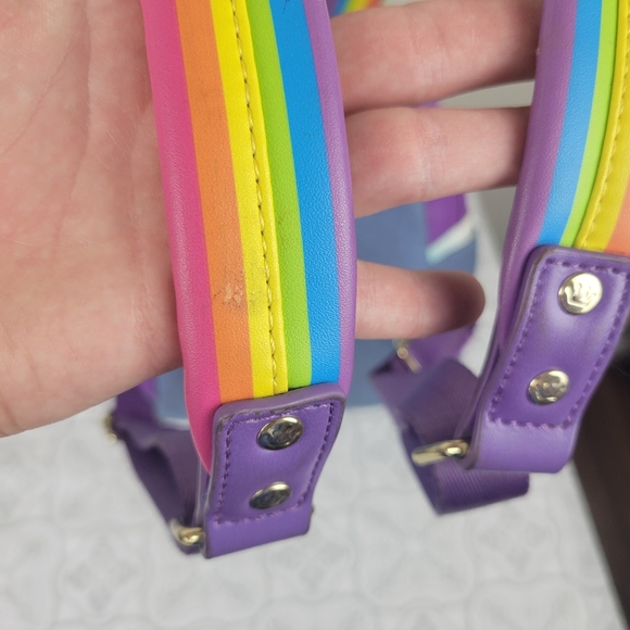 LISA FRANK LOUNGEFLY Painter Panda Heart Rainbow Backpack - Picture 8 of 15